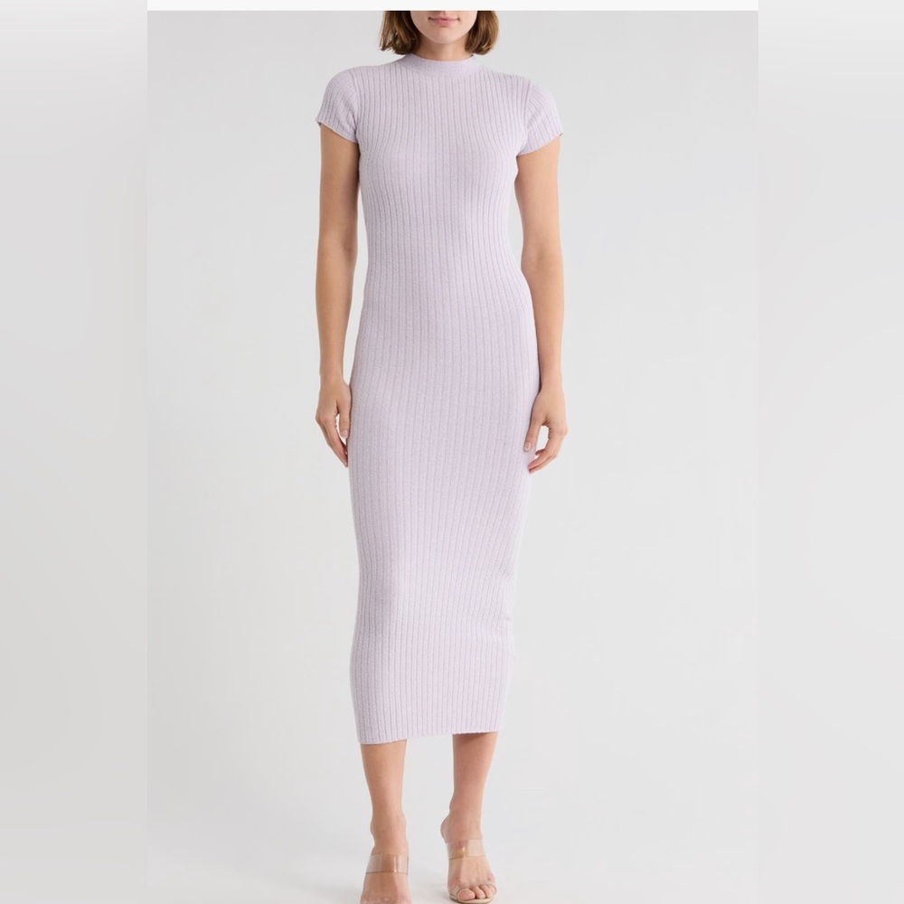 Good American Ivory Ribbed Midi Dress - Picture 3 of 8